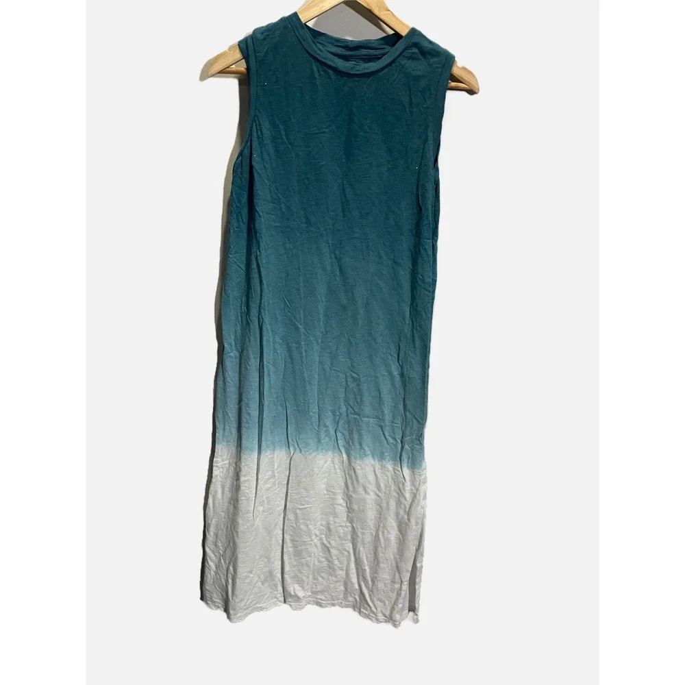Universal Thread Midi Dress Womens Medium Teal Ombre Dip Dye Sleeveless Casual - Picture 2 of 5